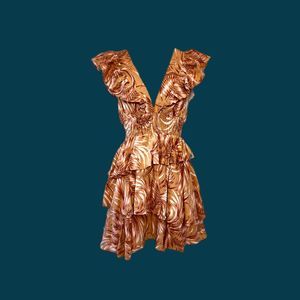 MINKPINK mini dress with tiered skirt and ruffled shoulders